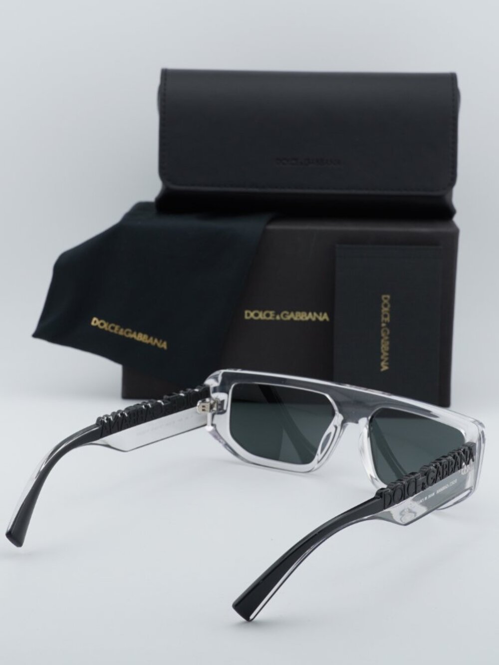 Dolce & Gabbana DG6203 313387 Rectangle Sunglasses - Transparent\Dark Grey - Picture 4 of 9